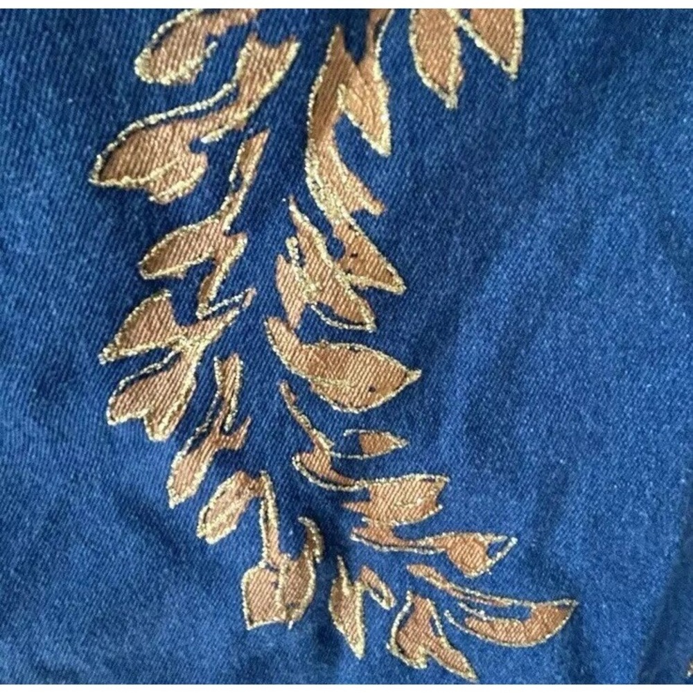 Vtg Denim Poncho Shirt XL Fringe Paint Western Boho‎ Chic Dolly Art Nashville - Picture 9 of 16